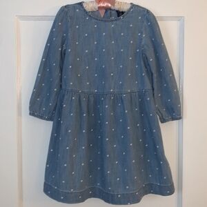 GAP Blue Polka Dot Denim Chambray Dress 4 EUC